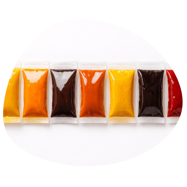 Fabricante de salsas para industria alimentaria 3 Salsas en monodosis - Sobres de salsas